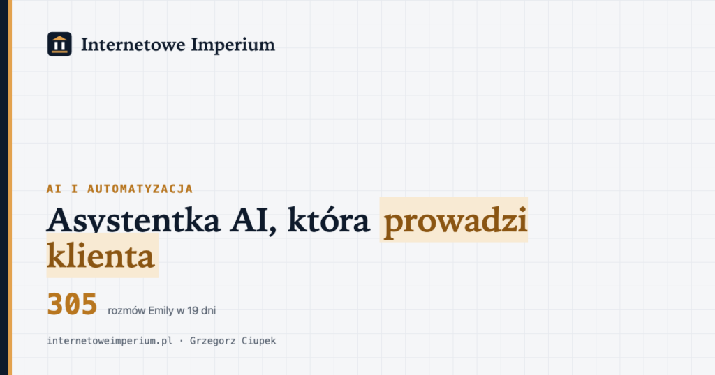 Okładka: asystentka AI, która prowadzi klienta, 305 rozmów Emily w 19 dni